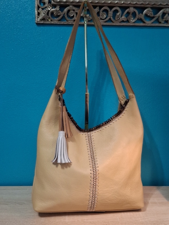 The Sak Handbags - The Sak HUNTLEY Leather Hobo with Tassel Accent in Color Natural
